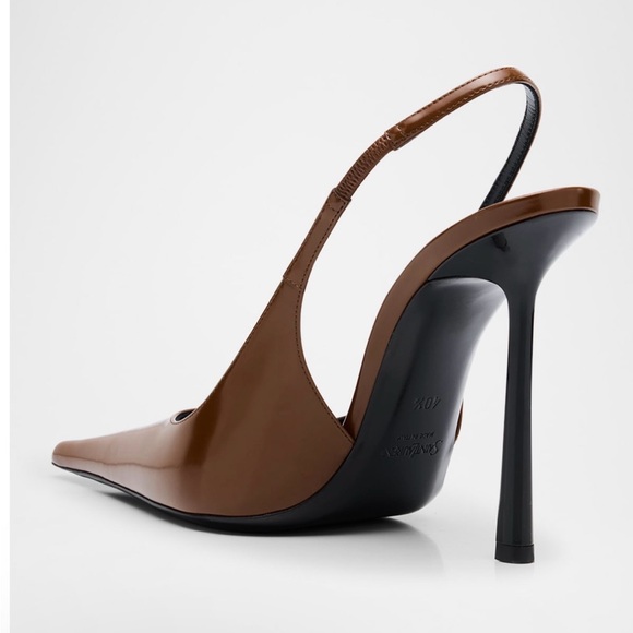 Saint Laurent Chocolate Brown Slingback Heels - Picture 2 of 10